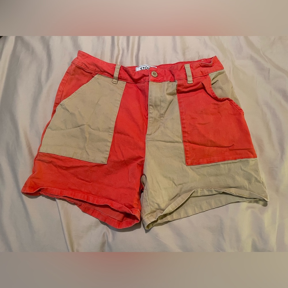 Stoic Venture Patch Pocket Shorts women’s 12 tigerlily Taos taupe color summer - Picture 1 of 4